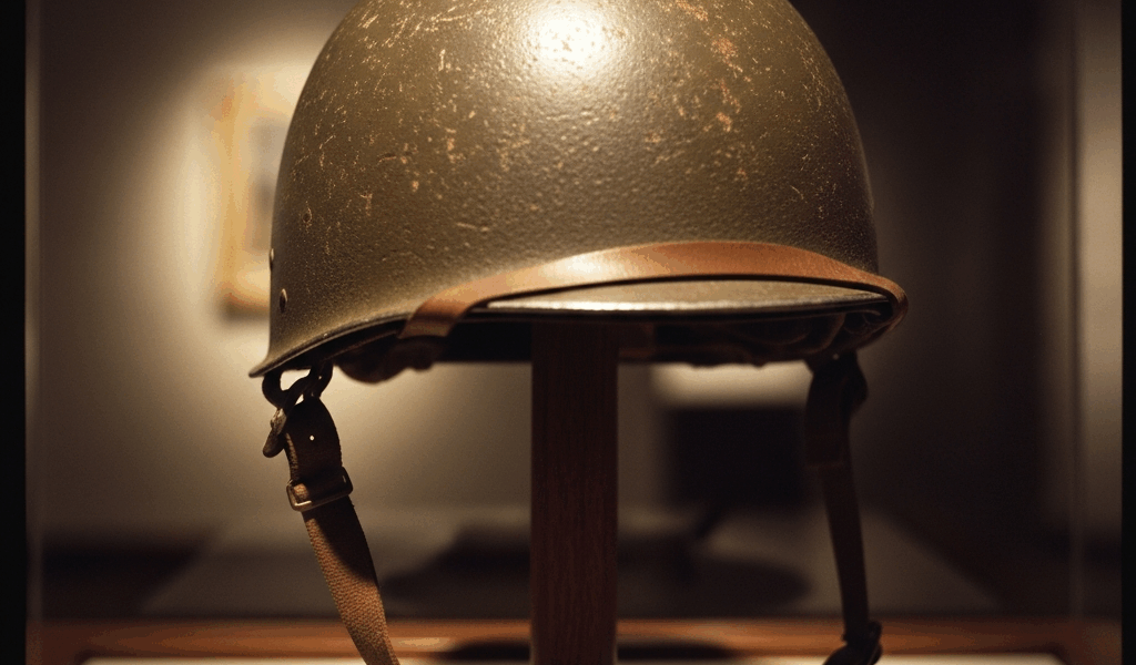 vintage m1 military helmet with olive drab paint and leather 20260331 084758